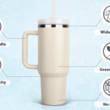 1200ml Stainless Steel Insulated Straw Water Bottle Thermal Coffee Car Cup 40oz Cold Hot Mug Vacuum Flask with Handle for Travel